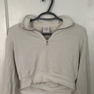 Aritzia TNA White Airy Quarter-Zip Top